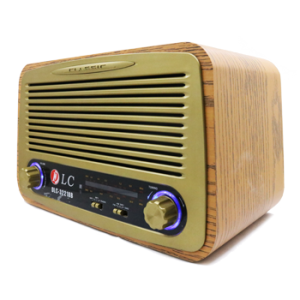 DLC-32218B RADIO BLUETOOTH USB Mp3 SPEAKER  راديو كلاسيكي لون خشبي متوسط الحجم من دي ال سي مع بلوتوث و يواس بي مناسب للغرف والمجالس كديكور فريد